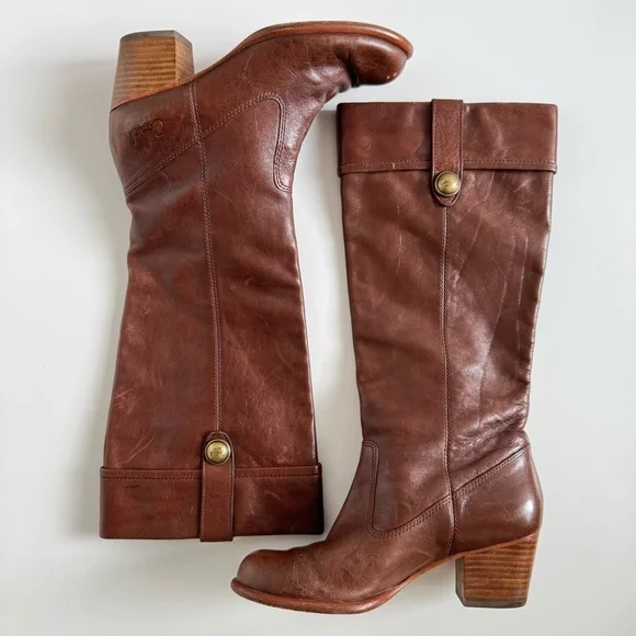 COACH Fayth brown leather riding boots. Size: 6.5. - Picture 11 of 11